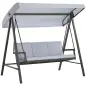 Balancín de Jardín de 3 Plazas Columpio Exterior Jardín con Toldo Ajustable Cojines Extraíbles 200x125x175 cm Gris