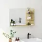 Espejo de Baño de Pared con 2 Estantes Laterales y Estante Inferior para Entrada Pasillo 75x10x48 cm Madera Natural Espejo de Baño de Pared con 2 Estantes Laterales y Estante Inferior para Entrada Pasillo 75x10x48 cm Madera Natural