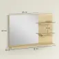 Espejo de Baño de Pared con 2 Estantes Laterales y Estante Inferior para Entrada Pasillo 75x10x48 cm Madera Natural Espejo de Baño de Pared con 2 Estantes Laterales y Estante Inferior para Entrada Pasillo 75x10x48 cm Madera Natural