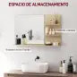 Espejo de Baño de Pared con 2 Estantes Laterales y Estante Inferior para Entrada Pasillo 75x10x48 cm Madera Natural Espejo de Baño de Pared con 2 Estantes Laterales y Estante Inferior para Entrada Pasillo 75x10x48 cm Madera Natural
