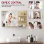 Espejo de Baño de Pared con 2 Estantes Laterales y Estante Inferior para Entrada Pasillo 75x10x48 cm Madera Natural Espejo de Baño de Pared con 2 Estantes Laterales y Estante Inferior para Entrada Pasillo 75x10x48 cm Madera Natural