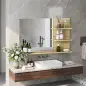 Espejo de Baño de Pared con 2 Estantes Laterales y Estante Inferior para Entrada Pasillo 75x10x48 cm Madera Natural Espejo de Baño de Pared con 2 Estantes Laterales y Estante Inferior para Entrada Pasillo 75x10x48 cm Madera Natural