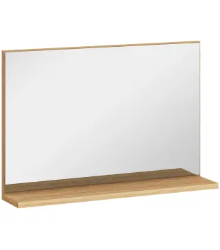 Espejo de Baño de Pared con Estante Abierto Estilo Moderno para Entrada Pasillo 60x12x40 cm Madera Natural