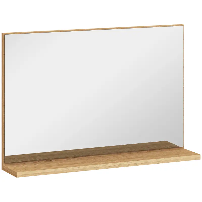 Espejo de Baño de Pared con Estante Abierto Estilo Moderno para Entrada Pasillo 60x12x40 cm Madera Natural Espejo de Baño de Pared con Estante Abierto Estilo Moderno para Entrada Pasillo 60x12x40 cm Madera Natural