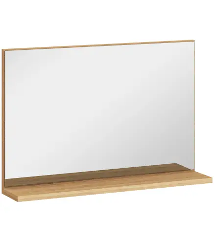 Espejo de Baño de Pared con Estante Abierto Estilo Moderno para Entrada Pasillo 60x12x40 cm Madera Natural