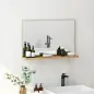 Espejo de Baño de Pared con Estante Abierto Estilo Moderno para Entrada Pasillo 60x12x40 cm Madera Natural Espejo de Baño de Pared con Estante Abierto Estilo Moderno para Entrada Pasillo 60x12x40 cm Madera Natural