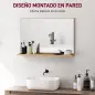 Espejo de Baño de Pared con Estante Abierto Estilo Moderno para Entrada Pasillo 60x12x40 cm Madera Natural Espejo de Baño de Pared con Estante Abierto Estilo Moderno para Entrada Pasillo 60x12x40 cm Madera Natural