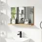 Espejo de Baño de Pared con Estante Abierto Estilo Moderno para Entrada Pasillo 60x12x40 cm Madera Natural Espejo de Baño de Pared con Estante Abierto Estilo Moderno para Entrada Pasillo 60x12x40 cm Madera Natural