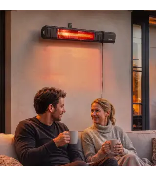 Calefactor Infrarrojos Terraza 2000 W con Funda IP65 Control por App/Táctil/Mando 9 Niveles de Calor y Temporizador