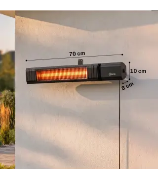 Calefactor Infrarrojos Terraza 2000 W con Funda IP65 Control por App/Táctil/Mando 9 Niveles de Calor y Temporizador