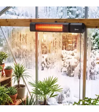 Calefactor Infrarrojos Terraza 2000 W con Funda IP65 Control por App/Táctil/Mando 9 Niveles de Calor y Temporizador