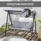 Balancín de Jardín de 3 Plazas Columpio Exterior Jardín con Toldo Ajustable Cojines Extraíbles 200x125x175 cm Gris