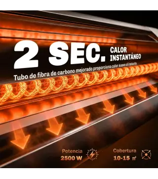 Calefactor Infrarrojos Terraza de Pie 2500 W Trípode Regulable IP65 Control Táctil/Remoto 3 Niveles Calor Temporizador