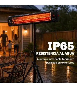 Calefactor Infrarrojos Terraza de Pie 2500 W Trípode Regulable IP65 Control Táctil/Remoto 3 Niveles Calor Temporizador