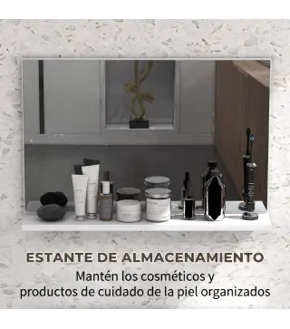 Espejo de Baño de Pared con Estante Abierto Estilo Moderno para Entrada Pasillo 60x12x40 cm Blanco
