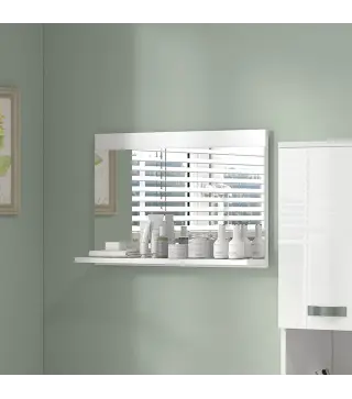 Espejo de Baño de Pared con Estante Abierto Estilo Moderno para Entrada Pasillo 60x12x40 cm Blanco