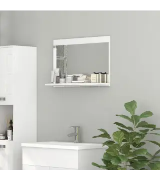 Espejo de Baño de Pared con Estante Abierto Estilo Moderno para Entrada Pasillo 60x12x40 cm Blanco