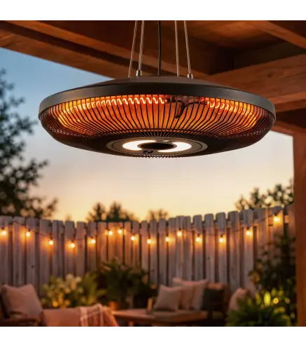 Calefactor por Infrarrojos Terraza Colgante 2000 W con Luz LED Control por Táctil/Mando 2 Niveles Calor y Temporizador