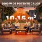 Calefactor por Infrarrojos Terraza Colgante 2000 W con Luz LED Control por Táctil/Mando 2 Niveles Calor y Temporizador