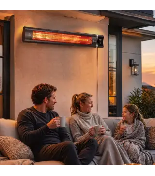 Calefactor por Infrarrojos Terraza 3000 W IP65 9 Niveles Calor Temporizador 24 H Control Táctil/Remoto Pantalla LED