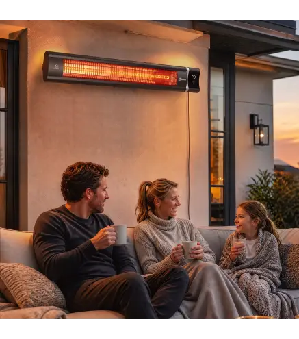 Calefactor por Infrarrojos Terraza 3000 W IP65 9 Niveles Calor Temporizador 24 H Control Táctil/Remoto Pantalla LED