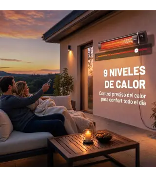 Calefactor por Infrarrojos Terraza 3000 W IP65 9 Niveles Calor Temporizador 24 H Control Táctil/Remoto Pantalla LED