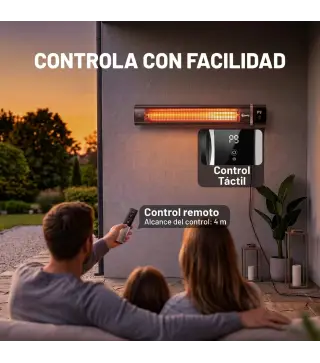 Calefactor por Infrarrojos Terraza 3000 W IP65 9 Niveles Calor Temporizador 24 H Control Táctil/Remoto Pantalla LED
