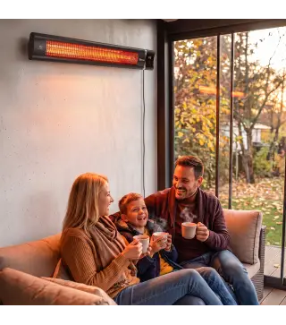 Calefactor por Infrarrojos Terraza 3000 W IP65 9 Niveles Calor Temporizador 24 H Control Táctil/Remoto Pantalla LED