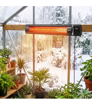Calefactor por Infrarrojos Terraza 3000 W IP65 9 Niveles Calor Temporizador 24 H Control Táctil/Remoto Pantalla LED