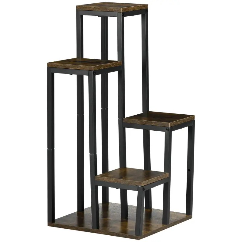 Soporte para Plantas de Madera de 4 Niveles con Base Soporte para Macetas para Interior y Exterior 40x40x81 cm Marrón Soporte para Plantas de Madera de 4 Niveles con Base Soporte para Macetas para Interior y Exterior 40x40x81 cm Marrón