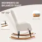 Silla Mecedora Tapizado de Terciopelo Teddy con Reposabrazos Acolchado Grueso Patas de Madera Crema