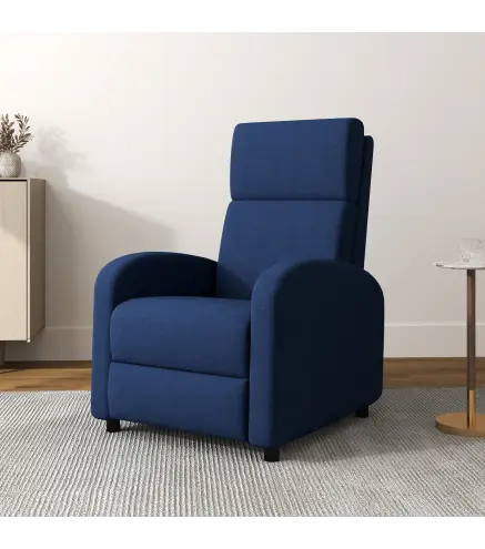 Sillón Relax Reclinable hasta 160° Sofá Reclinable Moderno con Reposapiés Soporta hasta 120 kg 64x86x102 cm Azul Oscuro