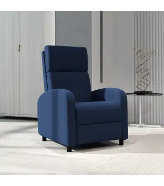 Sillón Relax Reclinable hasta 160° Sofá Reclinable Moderno con Reposapiés Soporta hasta 120 kg 64x86x102 cm Azul Oscuro