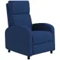 Sillón Relax Reclinable hasta 160° Sofá Reclinable Moderno con Reposapiés Soporta hasta 120 kg 64x86x102 cm Azul Oscuro