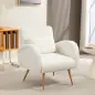 Sillón de Salón de Tela Teddy con Cojín Lumbar Desmontable Patas de Metal con Efecto Madera para Dormitorio Crema Sillón de Salón de Tela Teddy con Cojín Lumbar Desmontable Patas de Metal con Efecto Madera para Dormitorio Crema