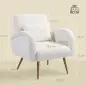 Sillón de Salón de Tela Teddy con Cojín Lumbar Desmontable Patas de Metal con Efecto Madera para Dormitorio Crema Sillón de Salón de Tela Teddy con Cojín Lumbar Desmontable Patas de Metal con Efecto Madera para Dormitorio Crema
