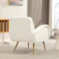 Sillón de Salón de Tela Teddy con Cojín Lumbar Desmontable Patas de Metal con Efecto Madera para Dormitorio Crema Sillón de Salón de Tela Teddy con Cojín Lumbar Desmontable Patas de Metal con Efecto Madera para Dormitorio Crema