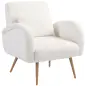 Sillón de Salón de Tela Teddy con Cojín Lumbar Desmontable Patas de Metal con Efecto Madera para Dormitorio Crema Sillón de Salón de Tela Teddy con Cojín Lumbar Desmontable Patas de Metal con Efecto Madera para Dormitorio Crema