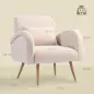 Sillón de Salón de Tela Teddy con Cojín Lumbar Desmontable Patas de Metal con Efecto Madera para Dormitorio Beige Sillón de Salón de Tela Teddy con Cojín Lumbar Desmontable Patas de Metal con Efecto Madera para Dormitorio Beige