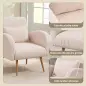Sillón de Salón de Tela Teddy con Cojín Lumbar Desmontable Patas de Metal con Efecto Madera para Dormitorio Beige Sillón de Salón de Tela Teddy con Cojín Lumbar Desmontable Patas de Metal con Efecto Madera para Dormitorio Beige