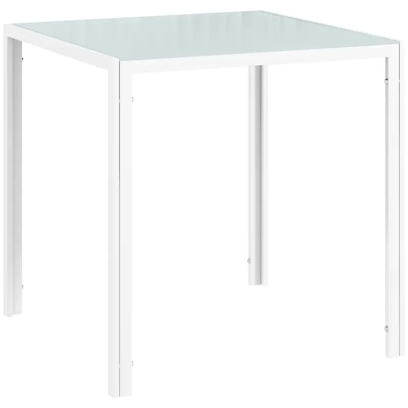 Mesa de Comedor de Cristal Mesa de Cocina Cuadrada para 4 Personas con Patas de Metal para Salón 75x75x75 cm Blanco Mesa de Comedor de Cristal Mesa de Cocina Cuadrada para 4 Personas con Patas de Metal para Salón 75x75x75 cm Blanco