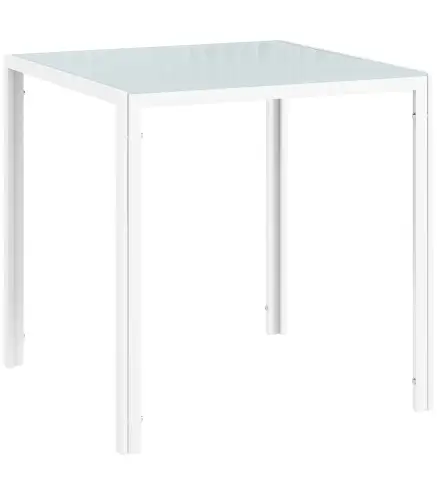 Mesa de Comedor de Cristal Mesa de Cocina Cuadrada para 4 Personas con Patas de Metal para Salón 75x75x75 cm Blanco
