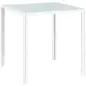 Mesa de Comedor de Cristal Mesa de Cocina Cuadrada para 4 Personas con Patas de Metal para Salón 75x75x75 cm Blanco Mesa de Comedor de Cristal Mesa de Cocina Cuadrada para 4 Personas con Patas de Metal para Salón 75x75x75 cm Blanco
