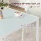 Mesa de Comedor de Cristal Mesa de Cocina Cuadrada para 4 Personas con Patas de Metal para Salón 75x75x75 cm Blanco Mesa de Comedor de Cristal Mesa de Cocina Cuadrada para 4 Personas con Patas de Metal para Salón 75x75x75 cm Blanco