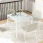 Mesa de Comedor de Cristal Mesa de Cocina Cuadrada para 4 Personas con Patas de Metal para Salón 75x75x75 cm Blanco Mesa de Comedor de Cristal Mesa de Cocina Cuadrada para 4 Personas con Patas de Metal para Salón 75x75x75 cm Blanco
