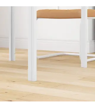 Mesa de Comedor de Cristal Mesa de Cocina Cuadrada para 4 Personas con Patas de Metal para Salón 75x75x75 cm Blanco