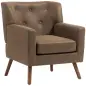 Sillón Relax Sofá Individual de PU Cojín de Asiento con Muelles Respaldo Acolchado Patas de Madera 72x76x80 cm Marrón Sillón Relax Sofá Individual de PU Cojín de Asiento con Muelles Respaldo Acolchado Patas de Madera 72x76x80 cm Marrón