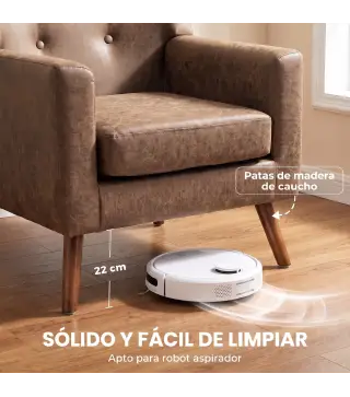 Sillón Relax Sofá Individual de PU Cojín de Asiento con Muelles Respaldo Acolchado Patas de Madera 72x76x80 cm Marrón