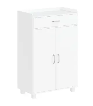 Mueble Zapatero con 1 Cajón y 5 Estantes Armario para Zapatos Estantes Ajustables 12-15 Pares 62,5x35x95 cm Blanco