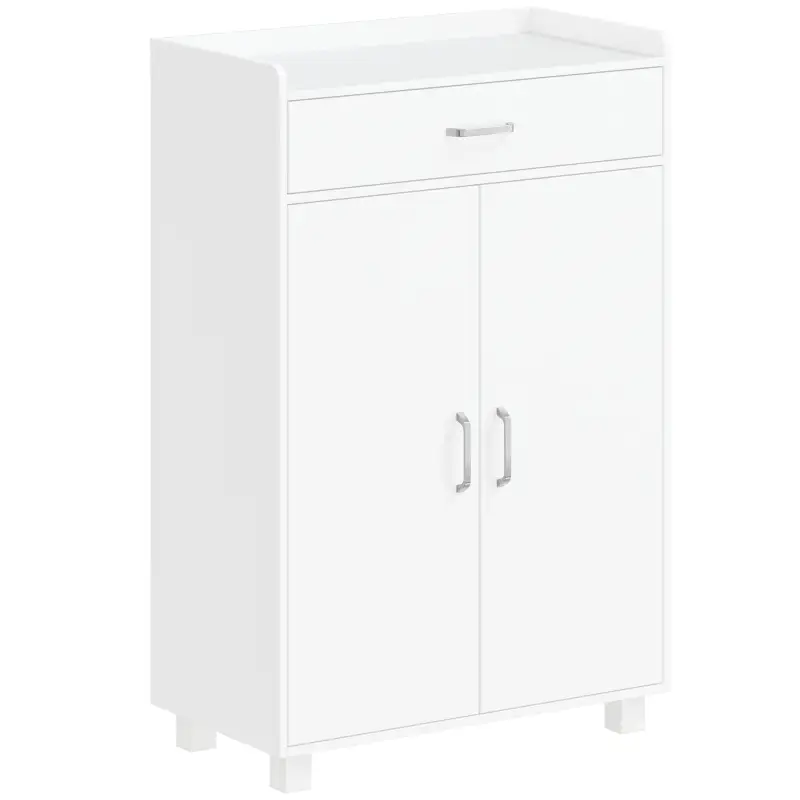 Mueble Zapatero con 1 Cajón y 5 Estantes Armario para Zapatos Estantes Ajustables 12-15 Pares 62,5x35x95 cm Blanco